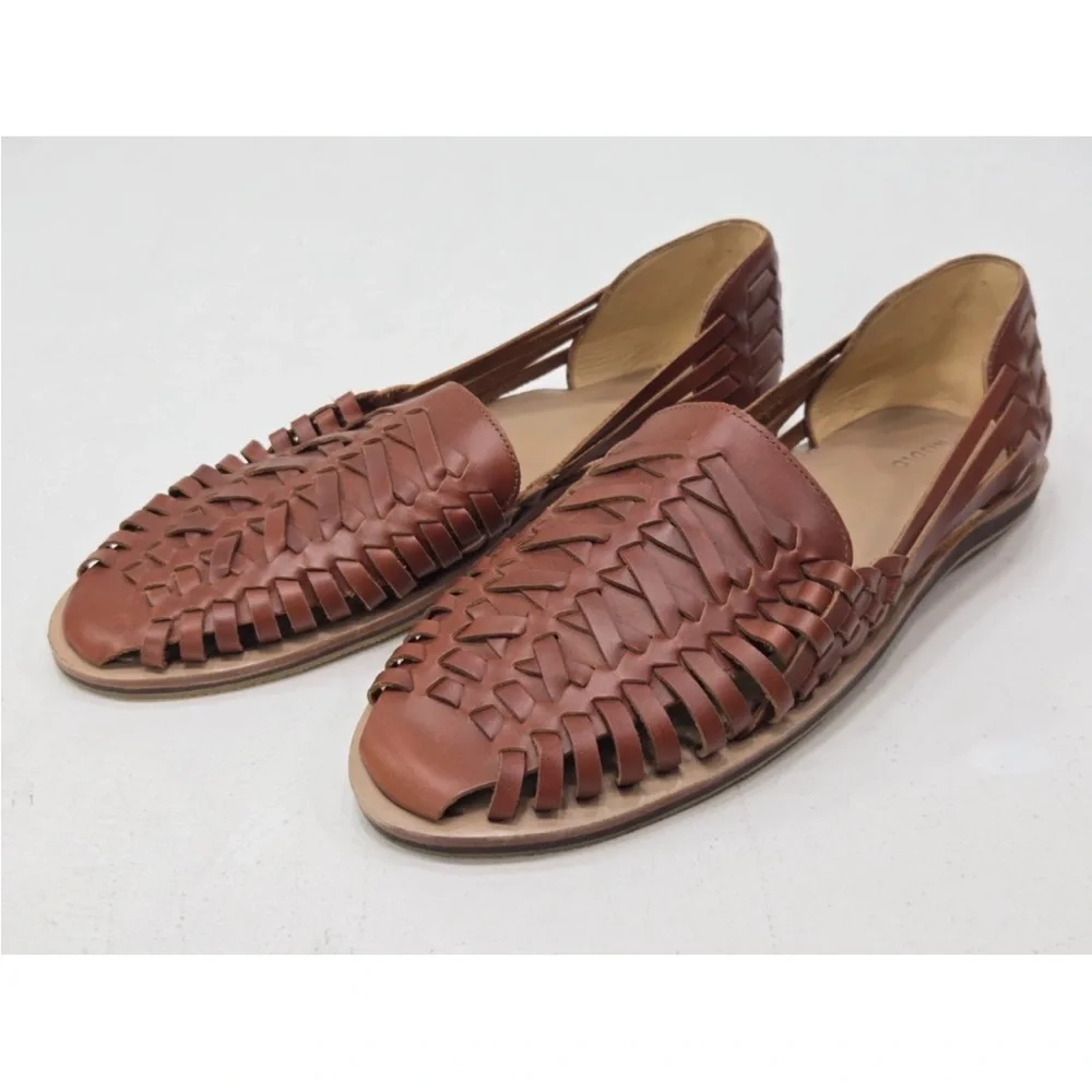Nisolo Brown Woven Leather Huarache Sandals